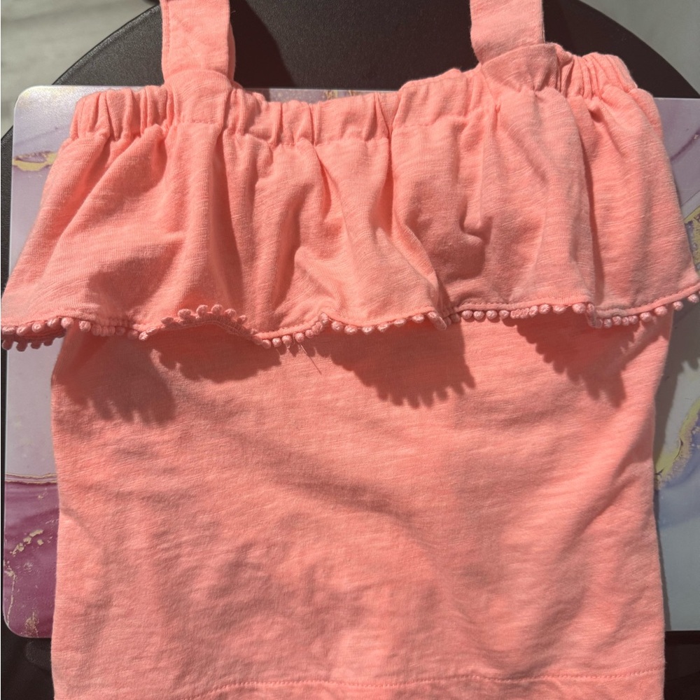 Girls Coral Ruffle Strap Tank Top
